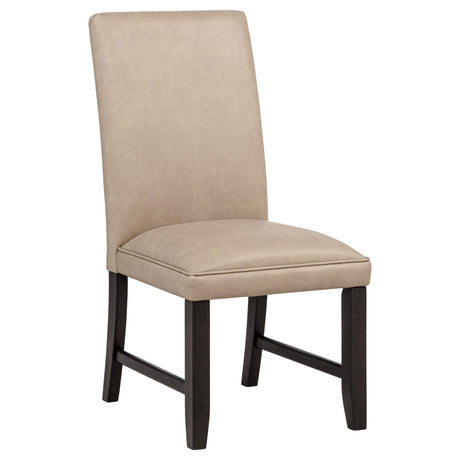 Averill Tan / Coffee Bean Faux Leather Upholstered Dining Side Chair, Set of 2 from Coaster - Luna Furniture