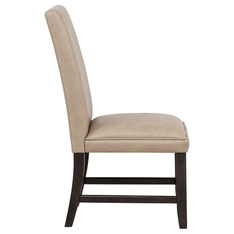 Averill Tan / Coffee Bean Faux Leather Upholstered Dining Side Chair, Set of 2 from Coaster - Luna Furniture