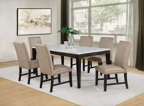 Averill Tan / Coffee Bean Faux Leather Upholstered Dining Side Chair, Set of 2 from Coaster - Luna Furniture