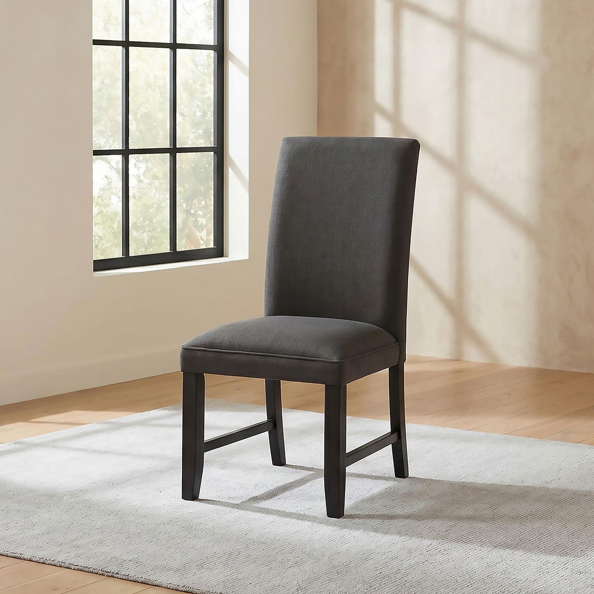 Berning Charcoal and Gray Fabric Upholstered Parson Side Chair, Set of 2 from Coaster - Luna Furniture