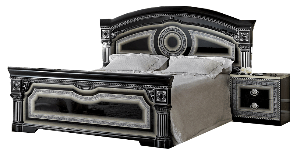 Aida Black/Silver Queen Bed from ESF Furniture - Luna Furniture