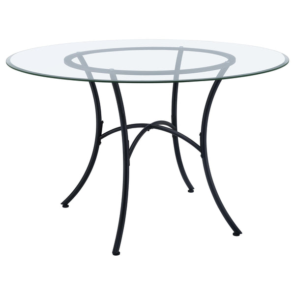 Kline Matte Black 48" Round Glass Top Dining Table