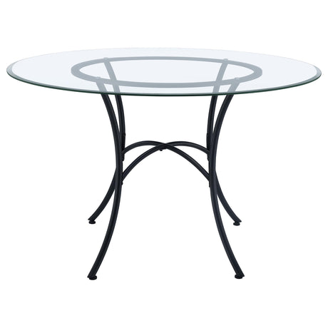 Kline Matte Black 48" Round Glass Top Dining Table from Coaster - Luna Furniture
