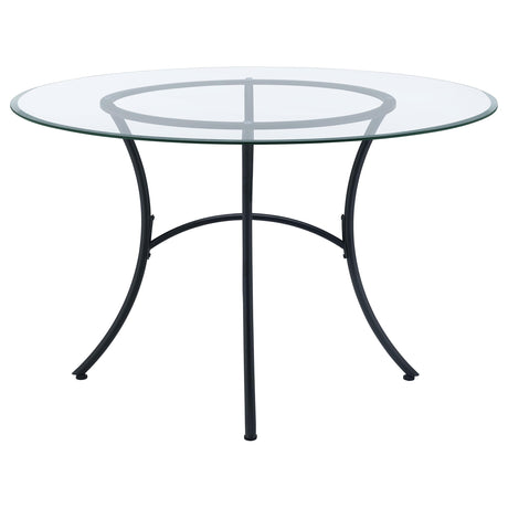 Kline Matte Black 48" Round Glass Top Dining Table from Coaster - Luna Furniture