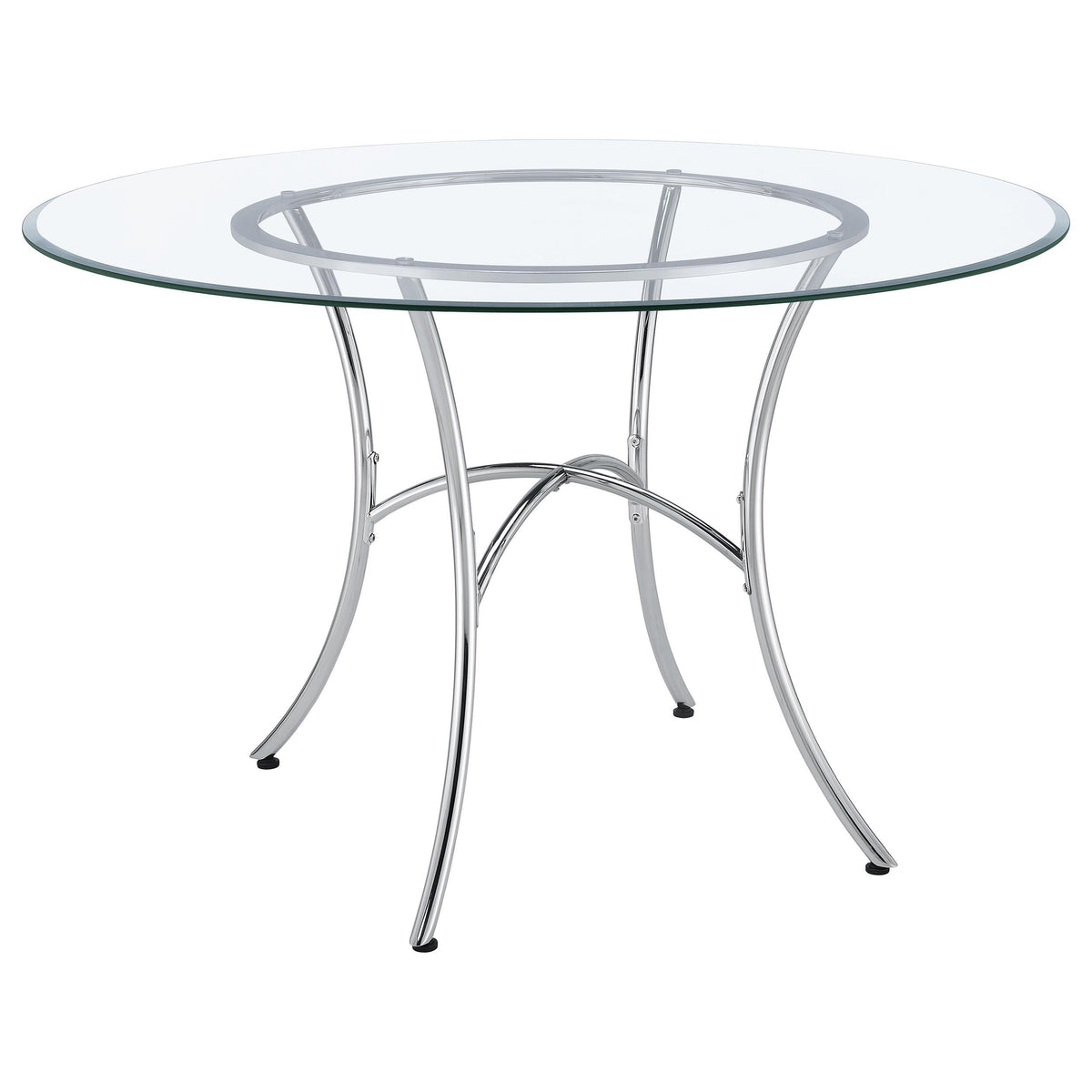 Kline Chrome 48-inch Round Glass Top Dining Table from Coaster - Luna Furniture