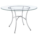 Kline Chrome 48-inch Round Glass Top Dining Table from Coaster - Luna Furniture