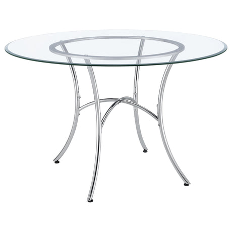 Kline Chrome 48-inch Round Glass Top Dining Table from Coaster - Luna Furniture