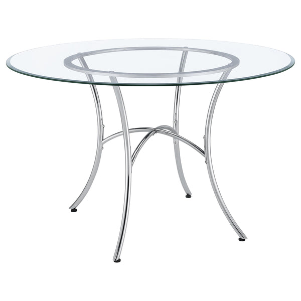 Kline Chrome 48" Round Glass Top Dining Table