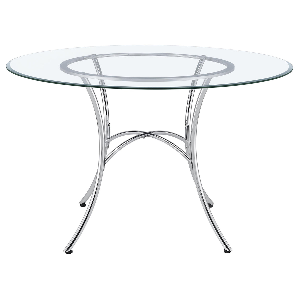 Kline Chrome 48-inch Round Glass Top Dining Table from Coaster - Luna Furniture