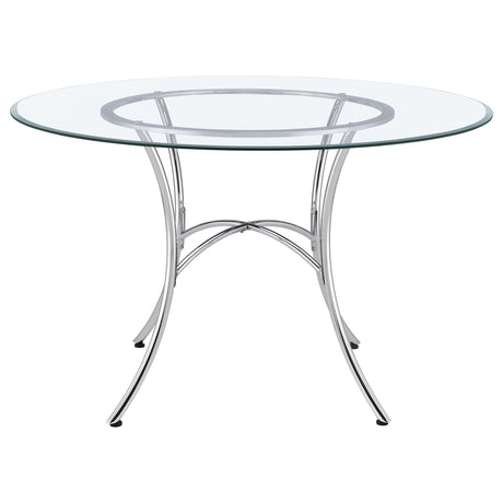 Kline Chrome 48" Round Glass Top Dining Table from Coaster - Luna Furniture