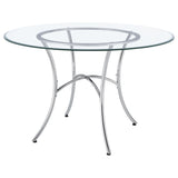 Kline Chrome 48-inch Round Glass Top Dining Table from Coaster - Luna Furniture