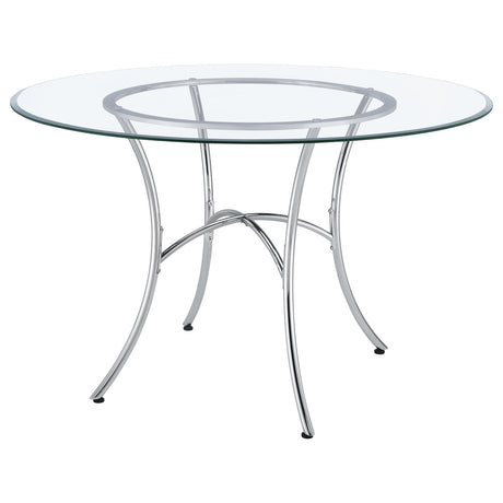 Kline Chrome 48" Round Glass Top Dining Table from Coaster - Luna Furniture