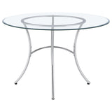 Kline Chrome 48-inch Round Glass Top Dining Table from Coaster - Luna Furniture