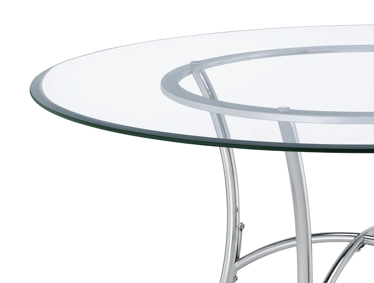 Kline Chrome 48-inch Round Glass Top Dining Table from Coaster - Luna Furniture