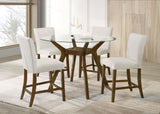 Paxton Beige 5-piece Round Glass Top Counter Height Dining Set from Coaster - Luna Furniture