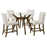 Paxton Beige 5-piece Round Glass Top Counter Height Dining Set from Coaster - Luna Furniture
