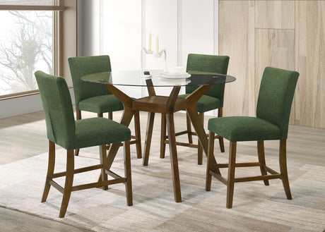 Paxton Green 5-piece Round Glass Top Counter Height Dining Set from Coaster - Luna Furniture