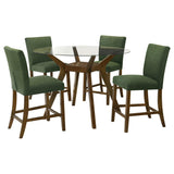 Paxton Green 5-piece Round Glass Top Counter Height Dining Set from Coaster - Luna Furniture