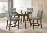 Paxton Gray 5-piece Round Glass Top Counter Height Dining Set from Coaster - Luna Furniture