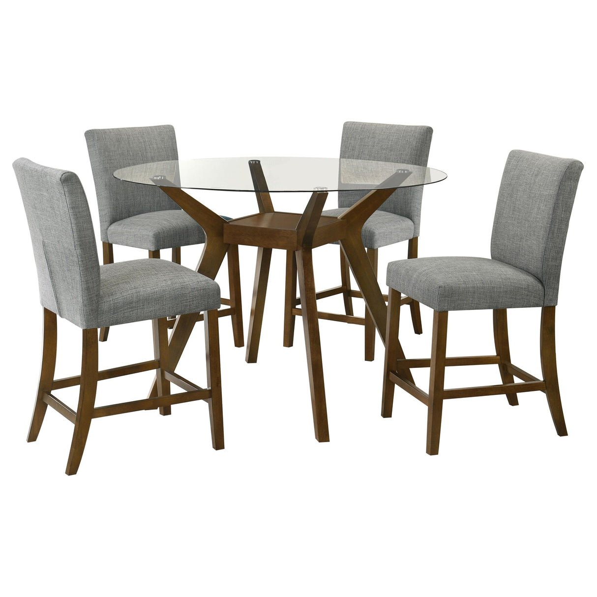 Paxton Gray 5-piece Round Glass Top Counter Height Dining Set from Coaster - Luna Furniture