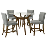 Paxton Gray 5-piece Round Glass Top Counter Height Dining Set from Coaster - Luna Furniture