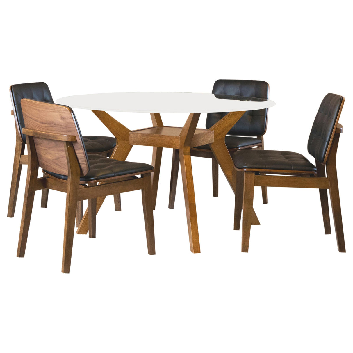 Paxton Nutmeg 5-Piece Round Glass Top Dining Set from Coaster - Luna Furniture