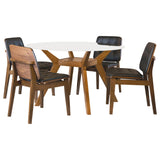 Paxton Nutmeg 5-Piece Round Glass Top Dining Set from Coaster - Luna Furniture