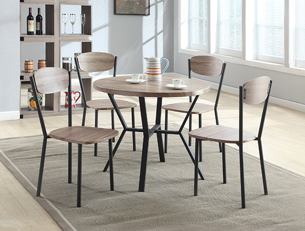 Blake Greywash 5-Piece Round Dining Set – Luna Furniture