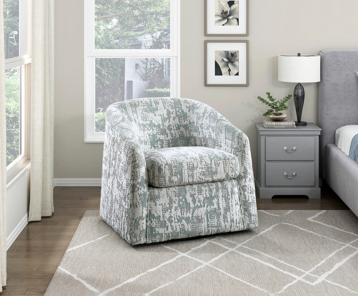 Dalton Green Jacquard Swivel Chair from Homelegance - Luna Furniture