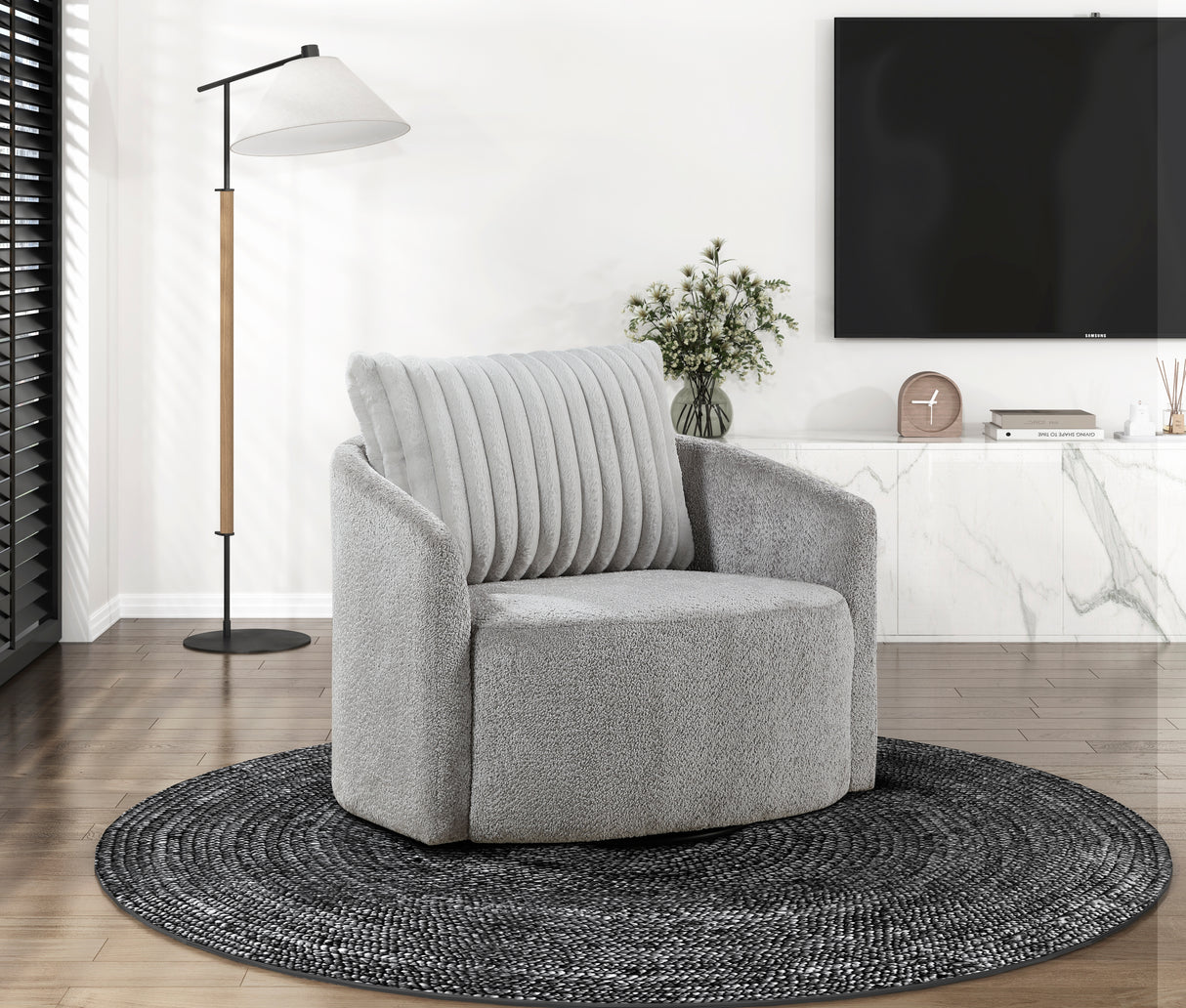 Francine Gray Chenille Swivel Chair from Homelegance - Luna Furniture