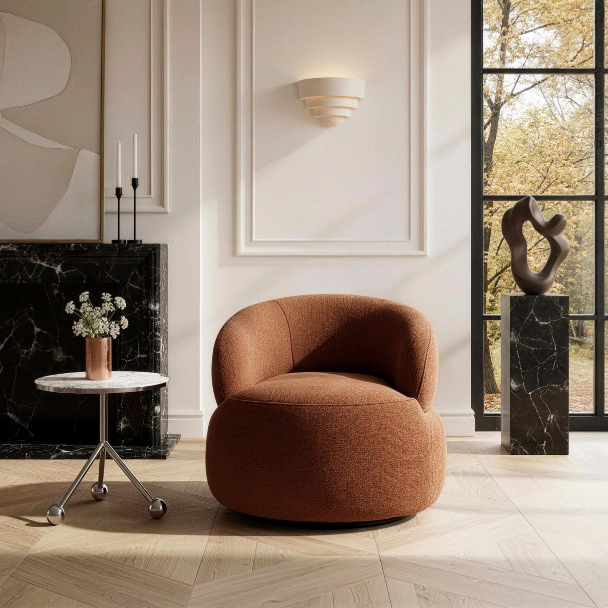 Ruvo Rusty Orange Swivel Accent Chair from Homelegance - Luna Furniture