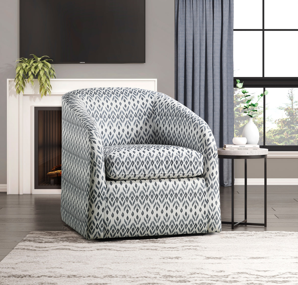 Augustine Blue/White Swivel Chair from Homelegance - Luna Furniture