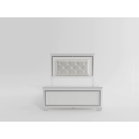 Allura White Eastern King Bed, LED Lighting from Homelegance - Luna Furniture