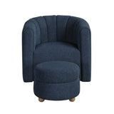 Delaney Blue Boucle Swivel Chair with Ottoman from Homelegance - Luna Furniture