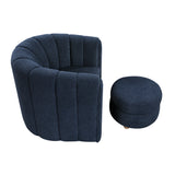 Delaney Blue Boucle Swivel Chair with Ottoman from Homelegance - Luna Furniture