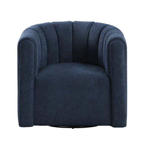 Delaney Blue Boucle Swivel Chair with Ottoman from Homelegance - Luna Furniture