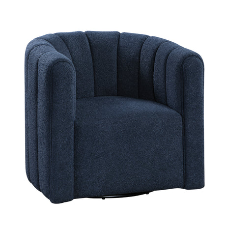 Delaney Blue Boucle Swivel Chair with Ottoman from Homelegance - Luna Furniture