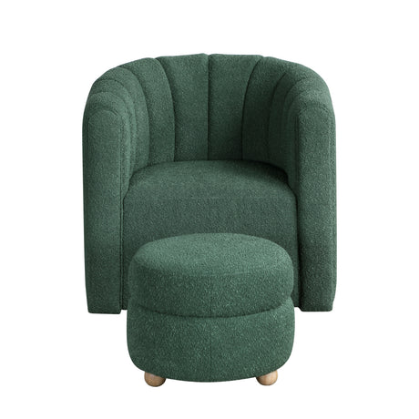 Delaney Green Boucle Swivel Chair with Ottoman from Homelegance - Luna Furniture