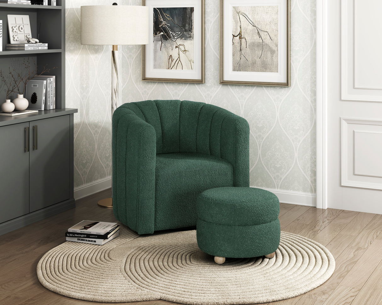 Delaney Green Boucle Swivel Chair with Ottoman from Homelegance - Luna Furniture
