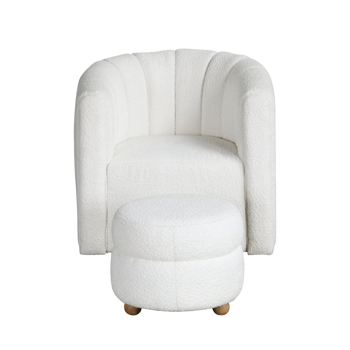 Delaney White Boucle Swivel Chair with Ottoman from Homelegance - Luna Furniture