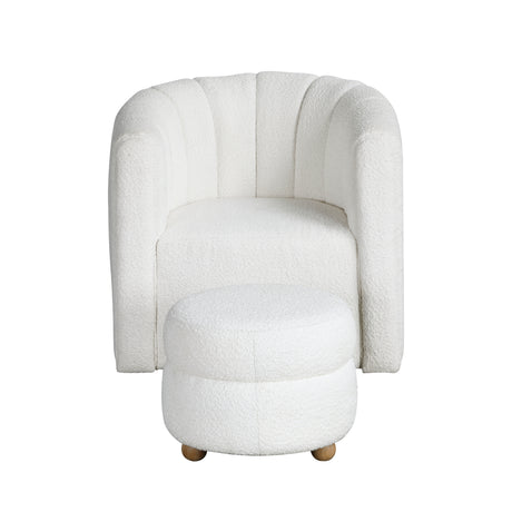 Delaney White Boucle Swivel Chair with Ottoman from Homelegance - Luna Furniture