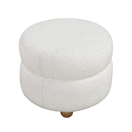 Delaney White Boucle Swivel Chair with Ottoman from Homelegance - Luna Furniture