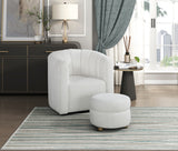 Delaney White Boucle Swivel Chair with Ottoman from Homelegance - Luna Furniture