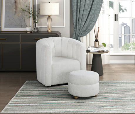 Delaney White Boucle Swivel Chair with Ottoman from Homelegance - Luna Furniture