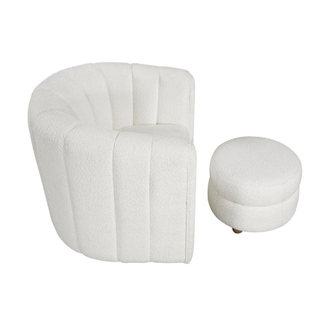 Delaney White Boucle Swivel Chair with Ottoman from Homelegance - Luna Furniture