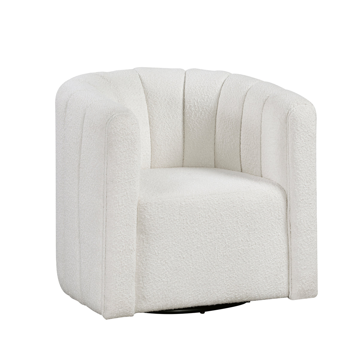 Delaney White Boucle Swivel Chair with Ottoman from Homelegance - Luna Furniture