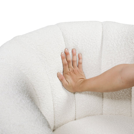 Delaney White Boucle Swivel Chair with Ottoman from Homelegance - Luna Furniture