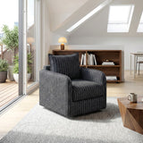 Coeur Charcoal Pinstripe Swivel Chair from Homelegance - Luna Furniture