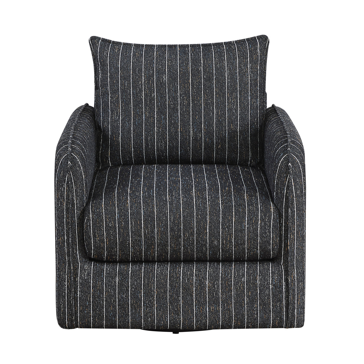 Coeur Charcoal Pinstripe Swivel Chair from Homelegance - Luna Furniture