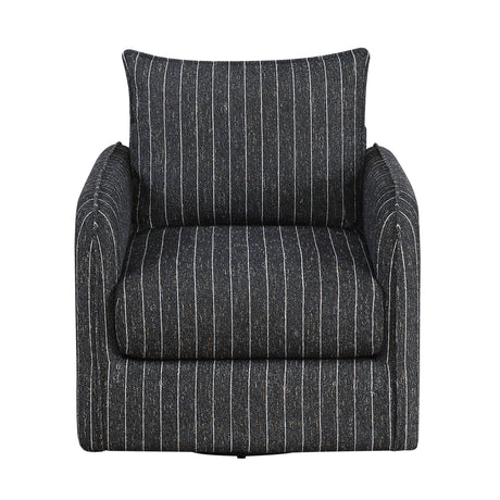 Coeur Charcoal Pinstripe Swivel Chair from Homelegance - Luna Furniture